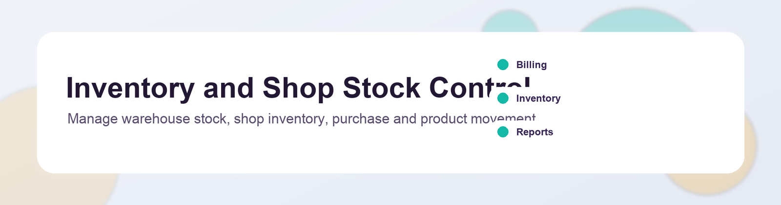 Inventory and shop stock control banner